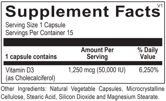 Vitamin D3 (50,000 IU) Blister Pack of 15 Capsules