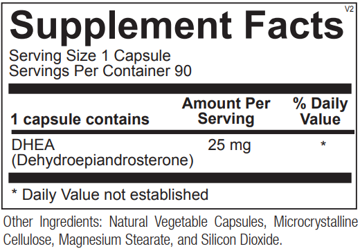 DHEA 25mg: 90 capsules